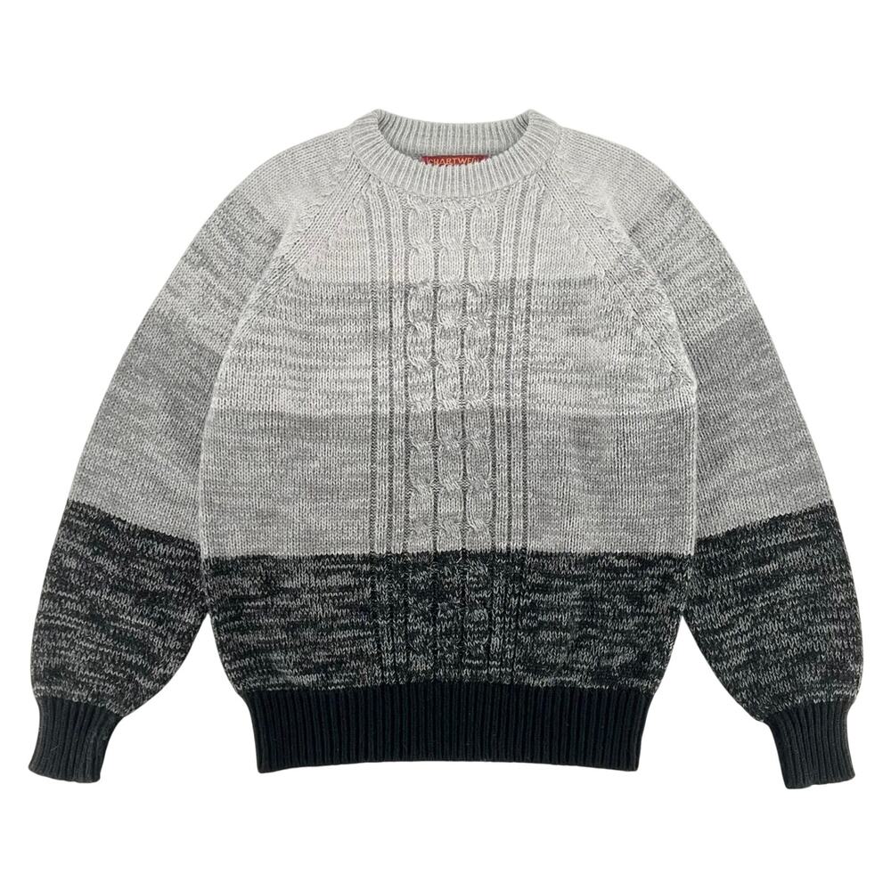 90s gray black color block crewneck sweater 1990s vintage